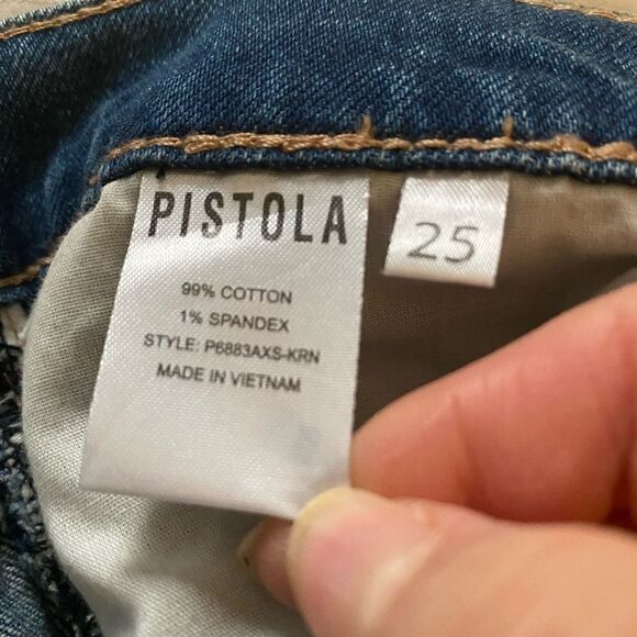 Pistola Distressed Button Fly Jeans Raw cut out Hem size 25 - Picture 9 of 11